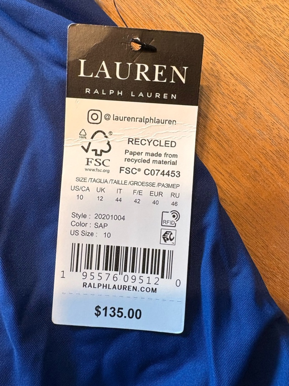 Ralph Lauren Royal Blue One-Shoulder Ruched Swimsuit - Picture 3 of 4